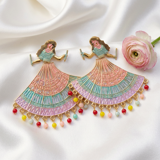 Dandiya Girls Earrings (Pink)