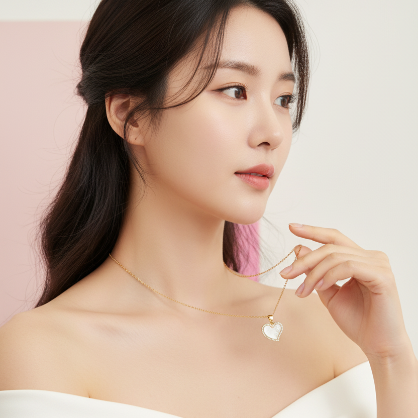Gold Ivory Heart Necklace