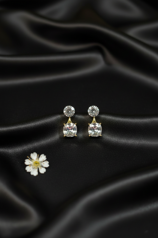White-Tone Stone Drop Earrings