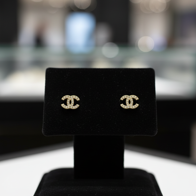Gold Diamond Knot Studs